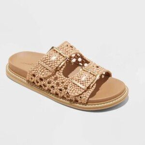 Universal Thread Braided Slide Sandals Tan Gold Buckle –‎ Women’s 7